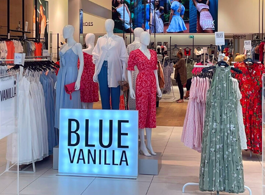 Shopping centre retail, Blue Vanilla at Bluewater.